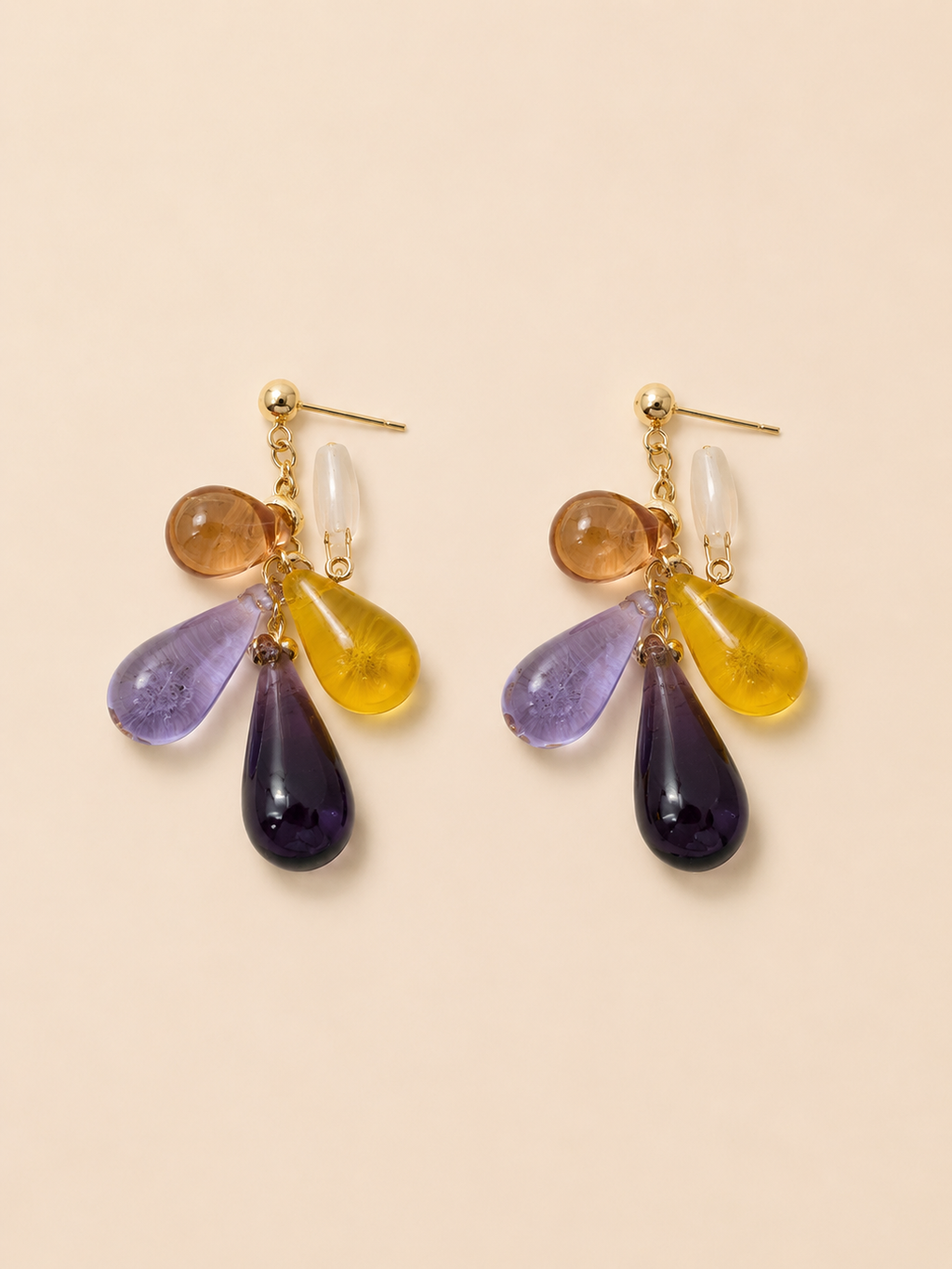 Romantic Yellow Glass Drop Earrings