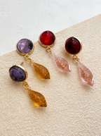 Vintage Chinese Style Glass Teardrop Earrings
