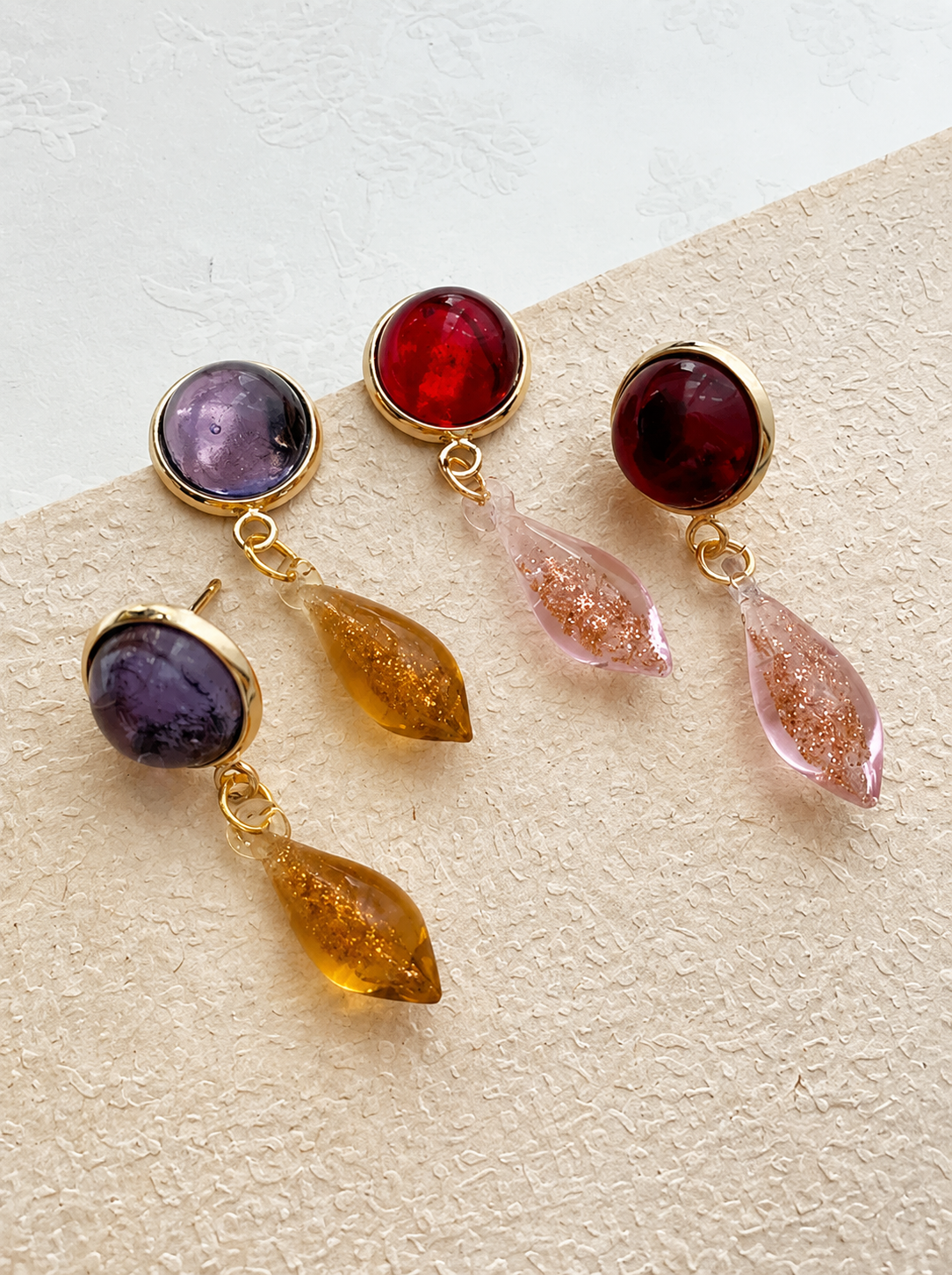 Vintage Chinese Style Glass Teardrop Earrings